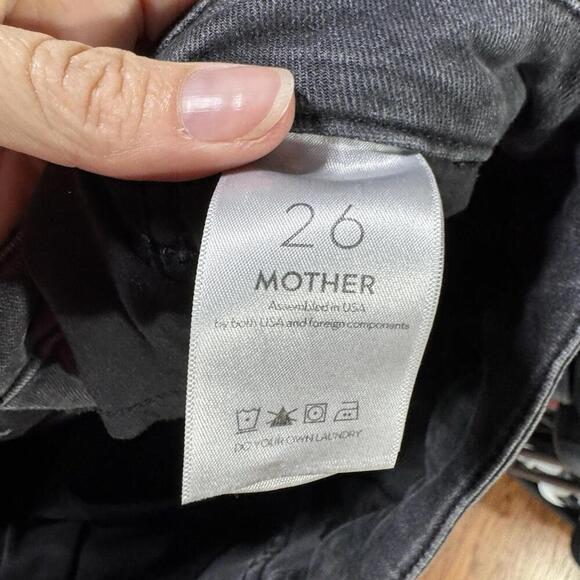 Mother jeans women’s 26 black stripe straight shaker prep fray denim designer - Picture 7 of 8